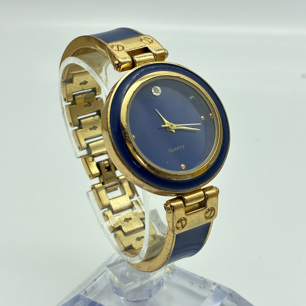 Geneva Quartz Watch Blue Enamel Gold Tone Bracelet GENWM1272L Japan Movt - Picture 9 of 9